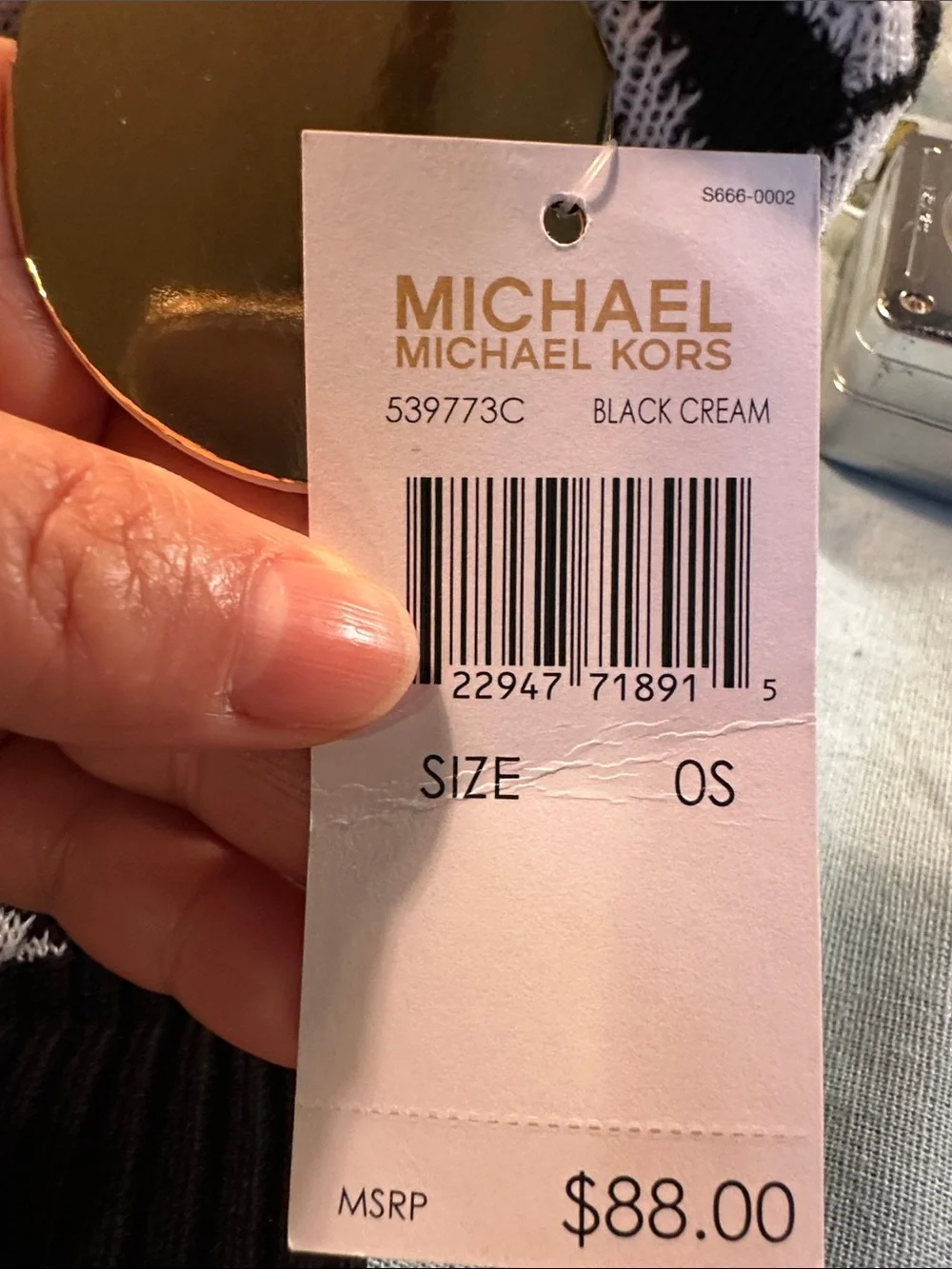 Michael Kors Kids Black & White MK Logo Knit Beanie